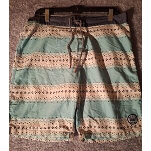 Katin USA Surf Co Swim Trunks Men's 33 Striped Drawstring Board Shorts Swimwear